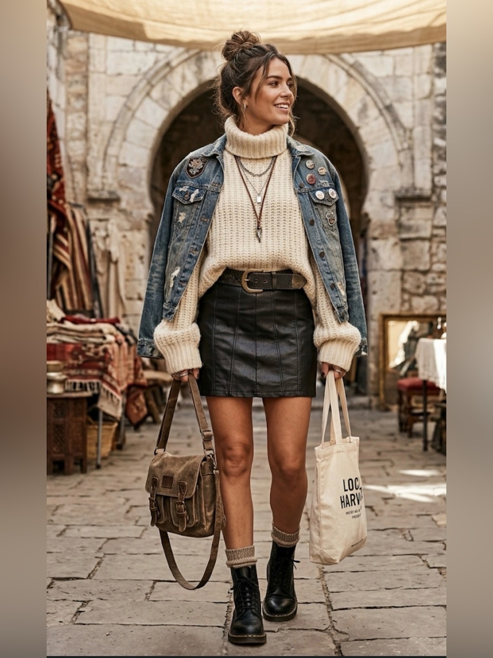 Free People Black Vegan Leather Seamed Mini Skirt - Size 10
